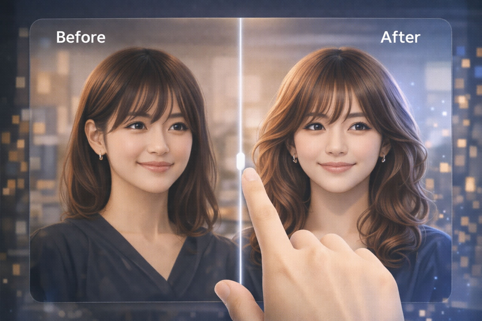 ビフォーとアフターを指でスライドして比較